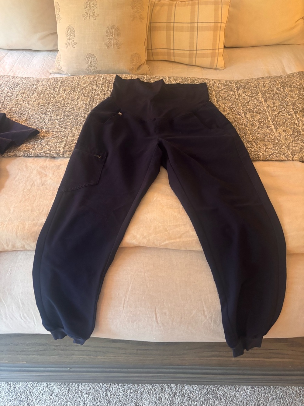 Figs Navy Maternity Jogger Pants with Zip Pocket Detail